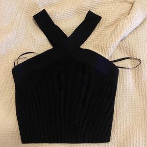 Aritzia Black Cross Top